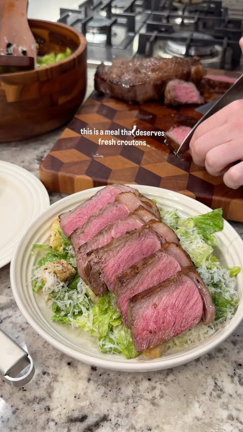 Instagram post by @hecookssheeatss for The Fresh Market. Caption reads: [...] with the steak! and it’s all from....