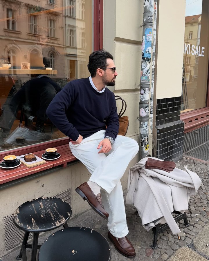 Instagram post by @razaghi.mehrad for SANVT. Caption reads: Effortless drip with @sanvtofficial |Ad.