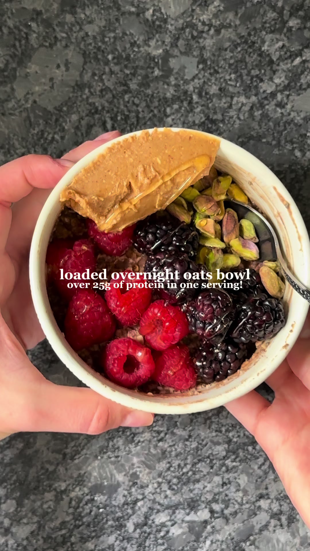 TikTok post by @kellykoegler for Wellious. Caption reads: [...] 25g of protein) overnight oats bowl....
