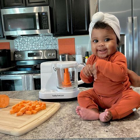 Instagram post by @thomasfamily_101 for Kyte Baby. Caption reads: It’s time for purées! I would say handmade, but....