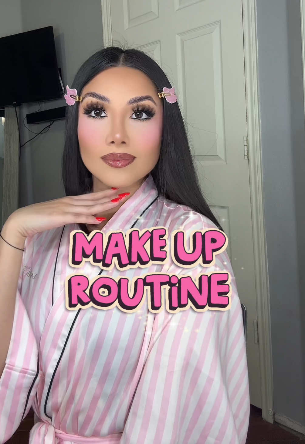 TikTok post by @maisonmariela for Beauty Creations México. Caption reads: Full glam makeup tutorial💘 @L’Oréal Paris @NYX....