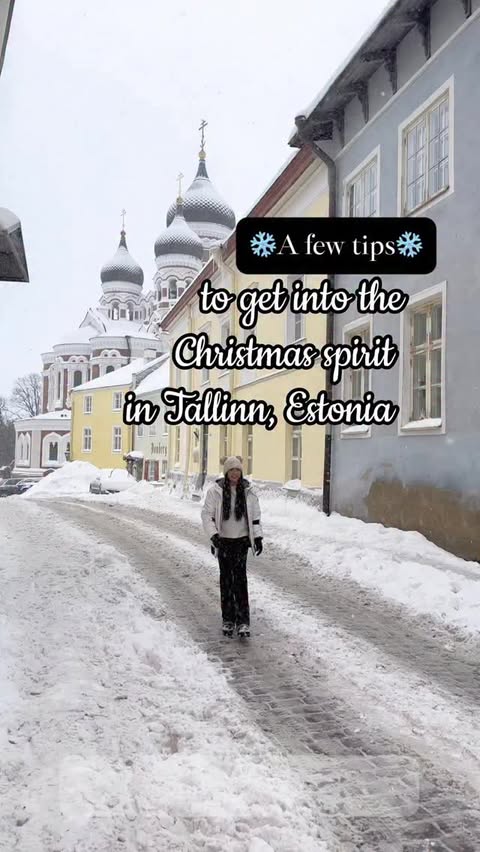 Instagram post by @latravelgirl for Holafly. Caption reads: Tallinn in December feels straight out of a winter....
