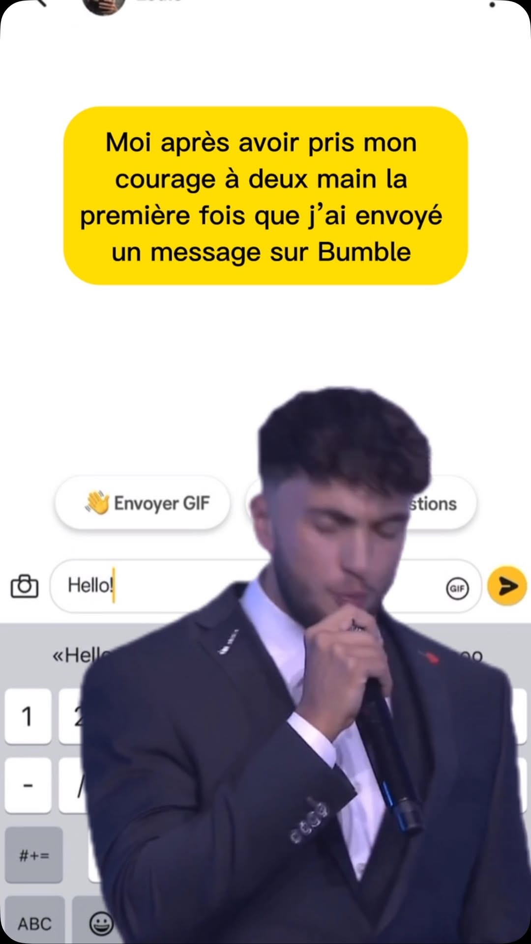 Instagram post by @lavraiemeufcool for Bumble. Caption reads: Vous le savez, quand j’étais célibataire, j’ai....