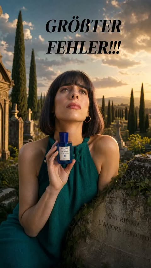 Instagram post by @lenisscents for Acqua di Parma. Caption reads: "Qui riposa l'amore perduto" 😭 @acquadiparma gebt....