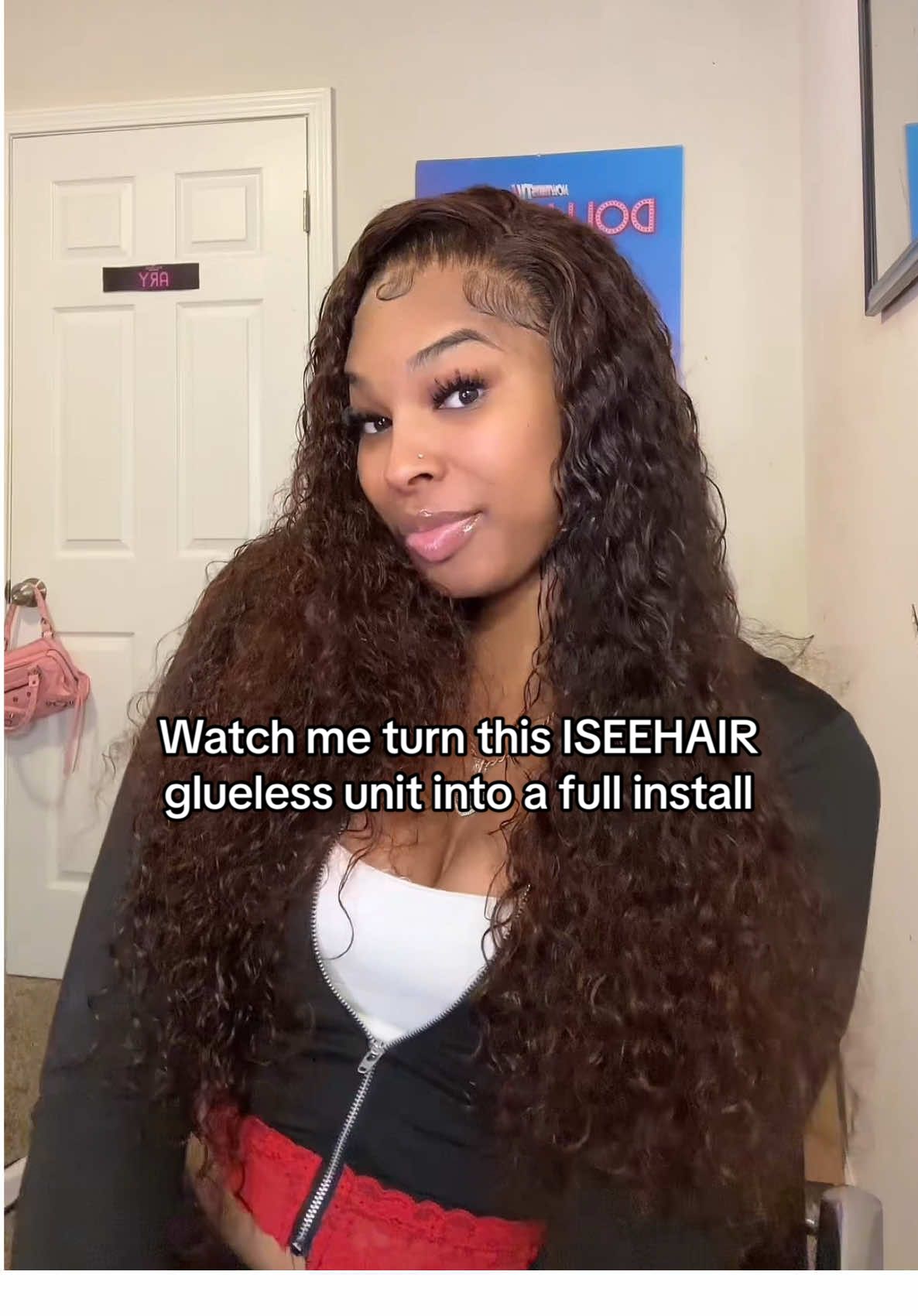 TikTok post by @itsarybynes for iseehair. Caption reads: Turned this @ISEEHAIR glueless unit into a soft....