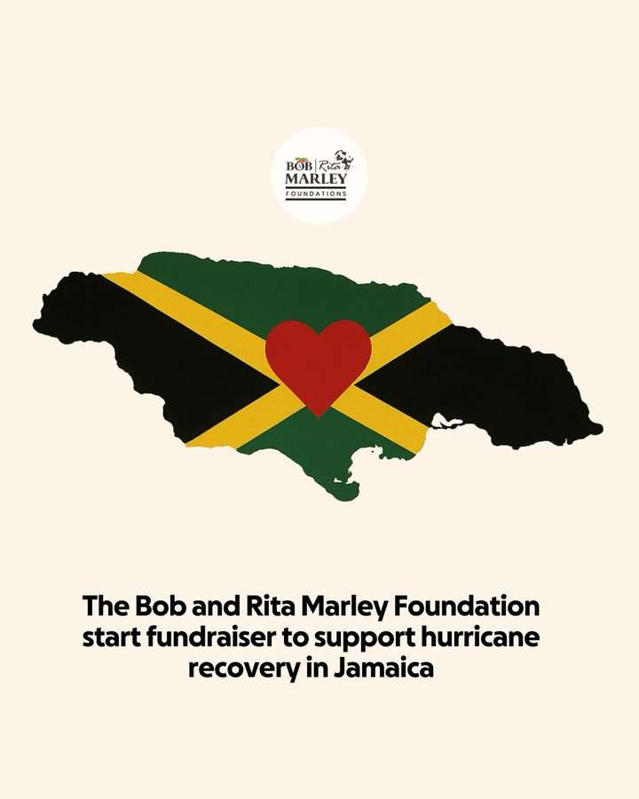 Instagram post by @funkmastermma for GoFundMe. Caption reads: Announcing the Bob And Rita Marley Foundation....