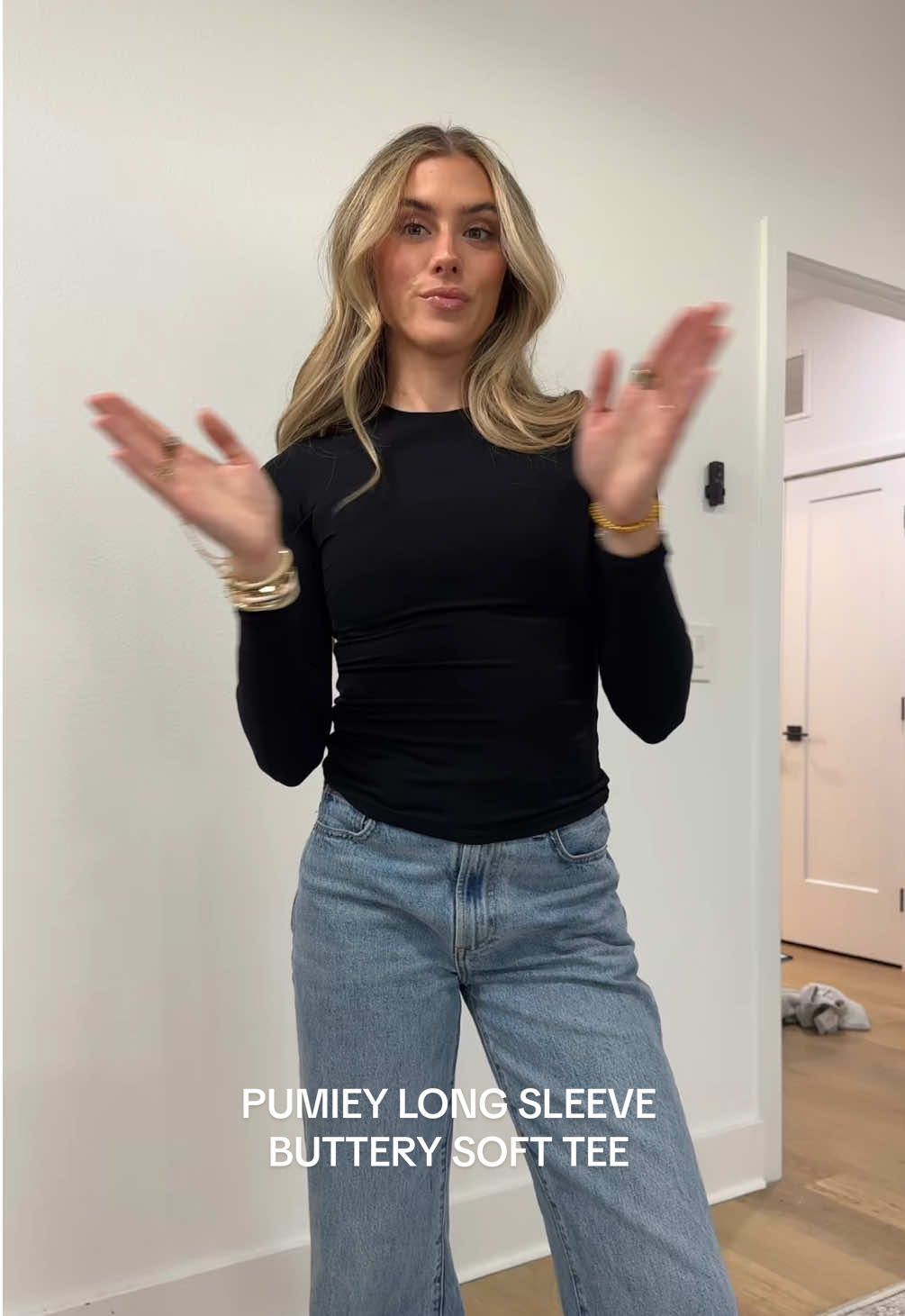 TikTok post by @sloanevosen for PUMIEY. Caption reads: [...] #tiktokshopholidayhaul #pumiey....