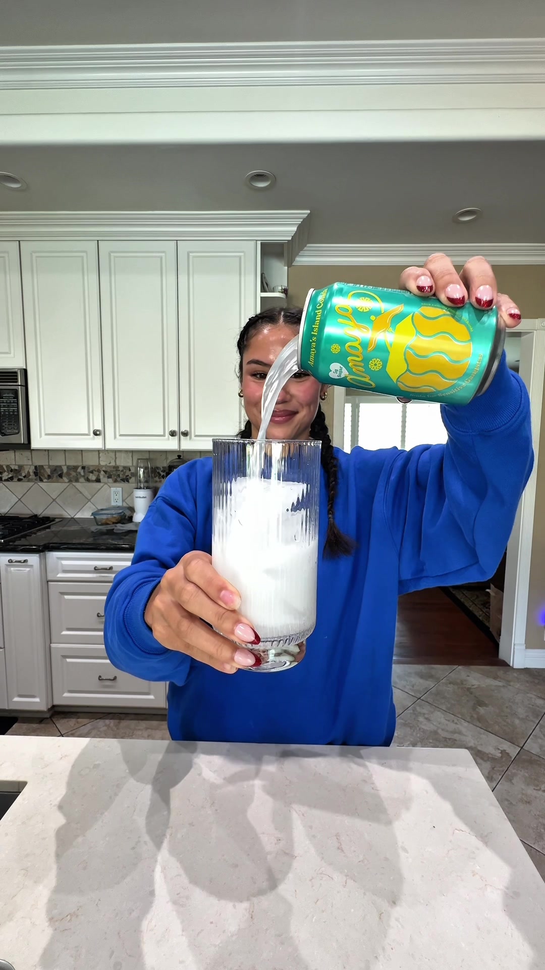 TikTok post by @mayaaelena4 for Poppi. Caption reads: NEW @drinkpoppi flavor !!🫧 AMAYA ISLAND COLADA....