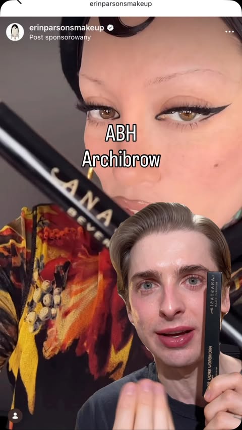 Instagram post by @beautyboy.jpg for Anastasia Beverly Hills. Caption reads: testuję #archibrow od @anastasiabeverlyhills.