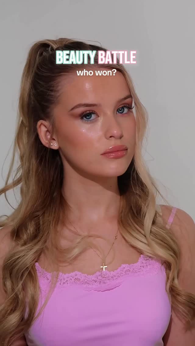 Instagram post by @honeyroseloves for Essence Cosmetics. Caption reads: 💗 Juicy vs 💚 Bouncy who wins the beauty....