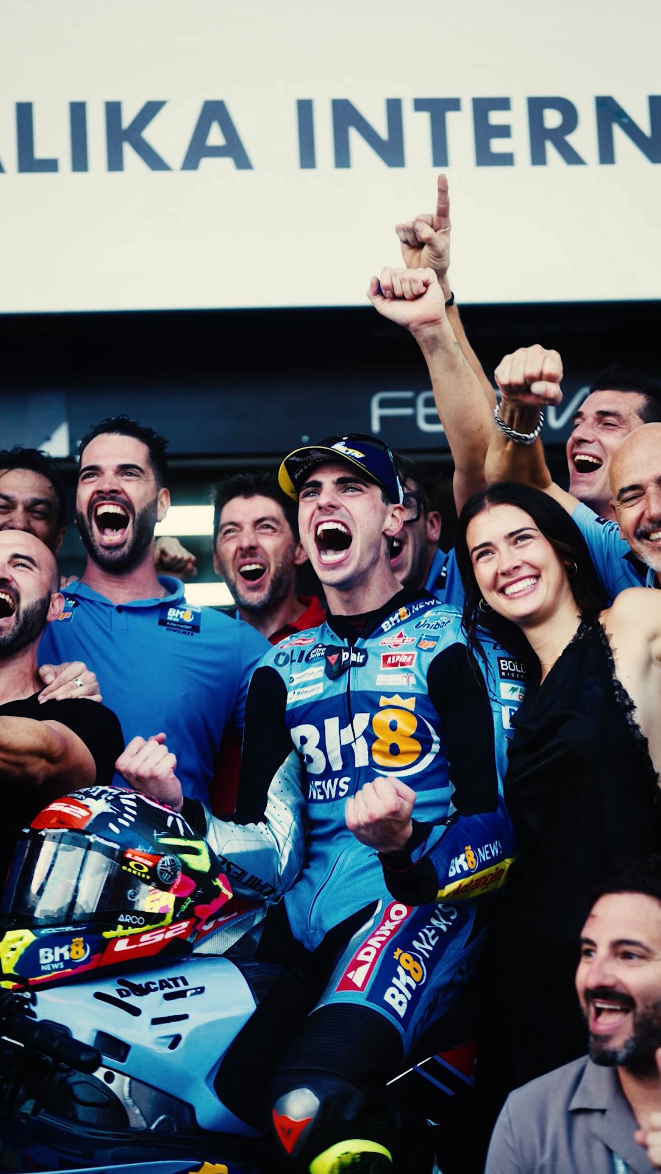 Instagram post by @gresiniracing for Dainese. Caption reads: | dream come true. can’t describe this feeling! so....