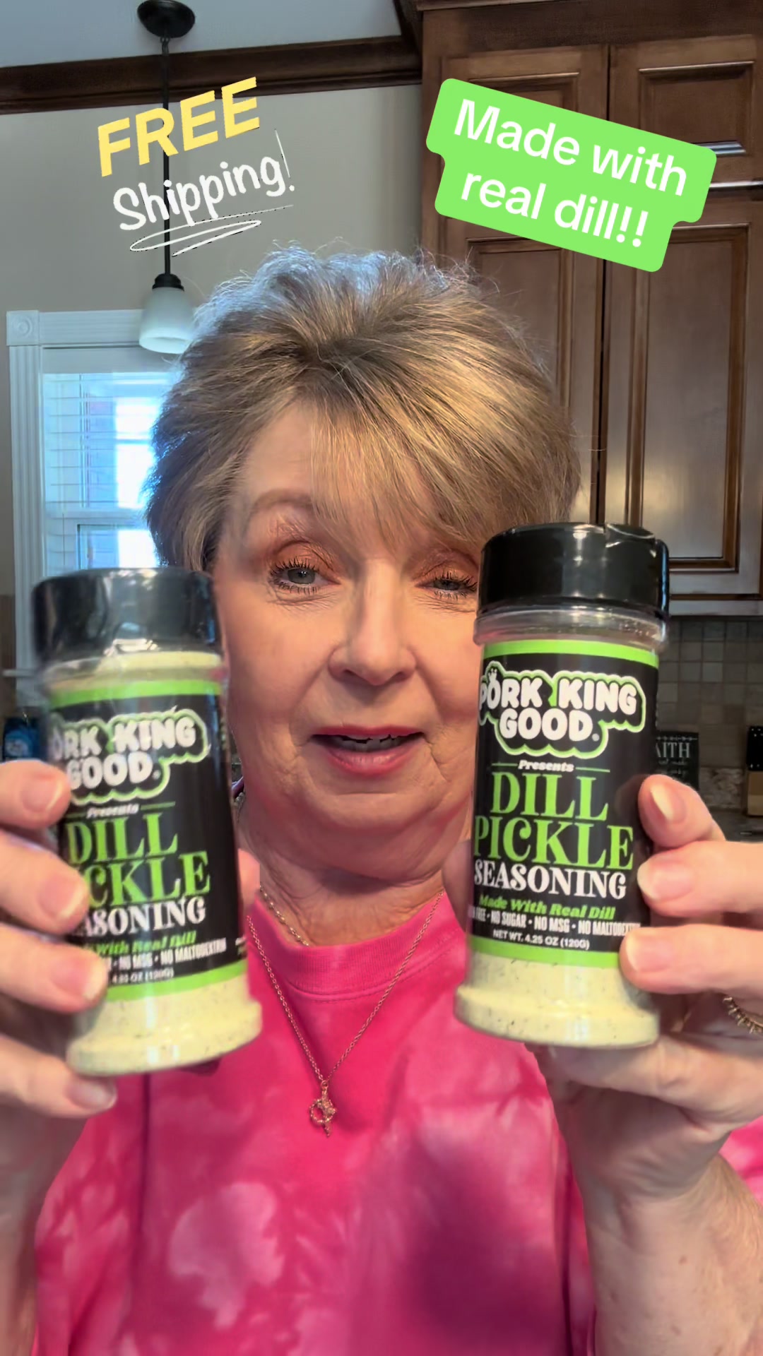 TikTok post by @sandrakword for Pork King Good. Caption reads: [...] #pickle #dill #flavorful #fyp @Pork King....