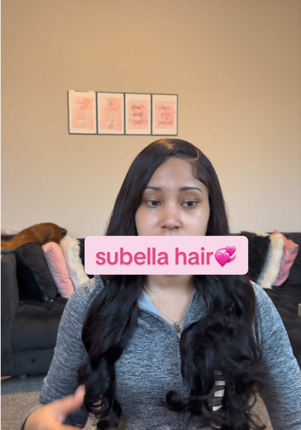 TikTok post by @alyinamichelle for Subella Hair. Caption reads: pre everything glueless wig😍 @Subella Hair....