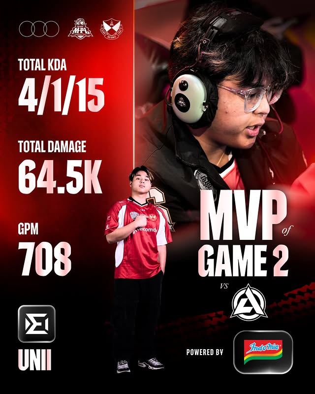 Instagram post by @srg.esportsmy for Indomie Seleraku. Caption reads: Unii showed us all what versatility looks like 😎....