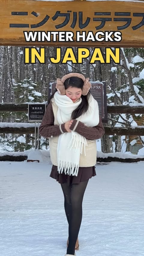 Instagram post by @itsgracechin for VIVAIA. Caption reads: How to actually style for winter in Japan (look....