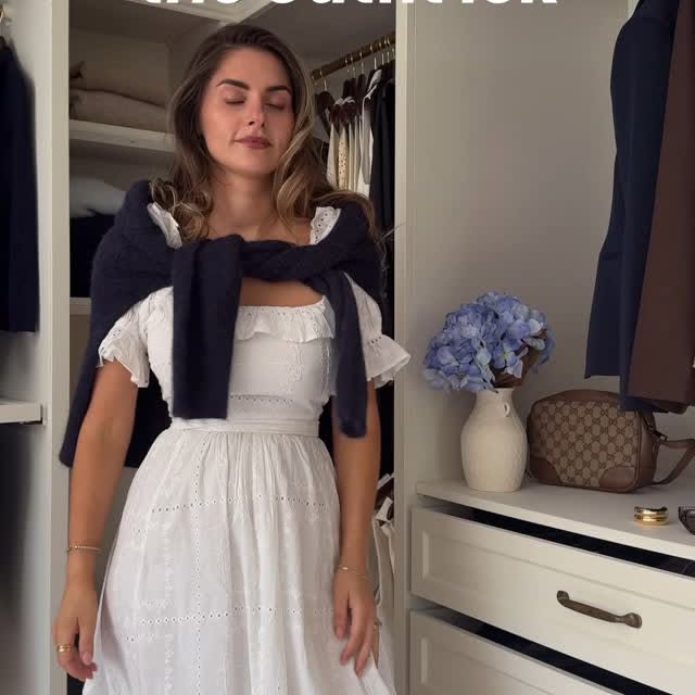 Instagram post by @fashioninflux for Monsoon. Caption reads: Fixing the outfit ICK 😬 hack for wearing a knit....