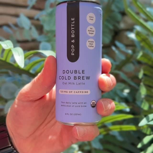 Instagram post by @neeshe for Pop & Bottle. Caption reads: Sleek can. Smooth blend. Zero refined....