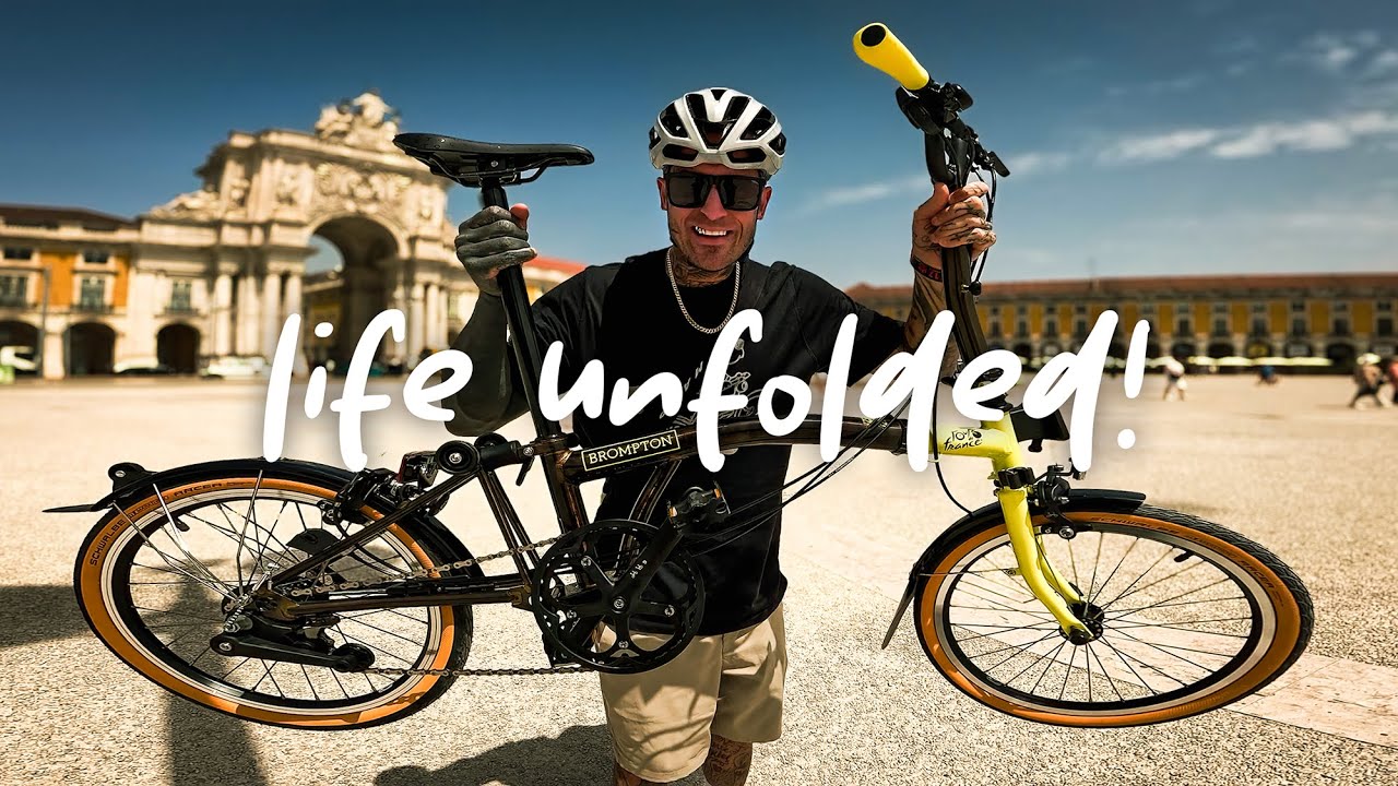 YouTube post by @TheCyclingTattooist for Styrkr. Caption reads: ARE BROMPTON’S THE MOST FUN BIKES!?.