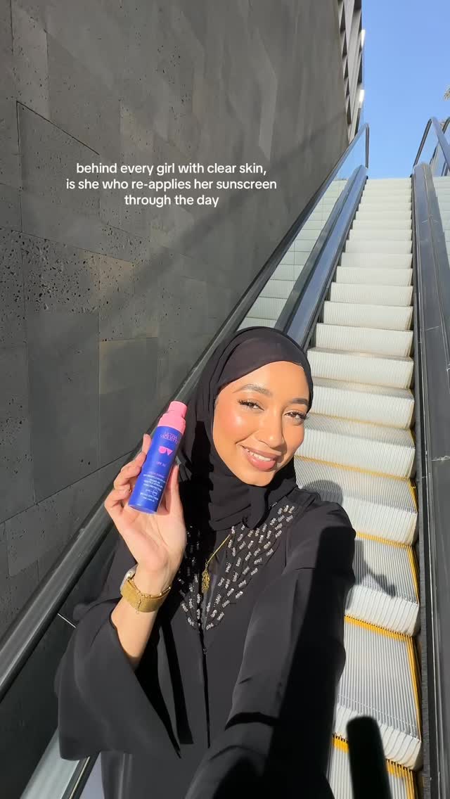 Instagram post by @farhana_oberson for Ultra Violette. Caption reads: A bonus glow with this sunscreen top-up spray from....