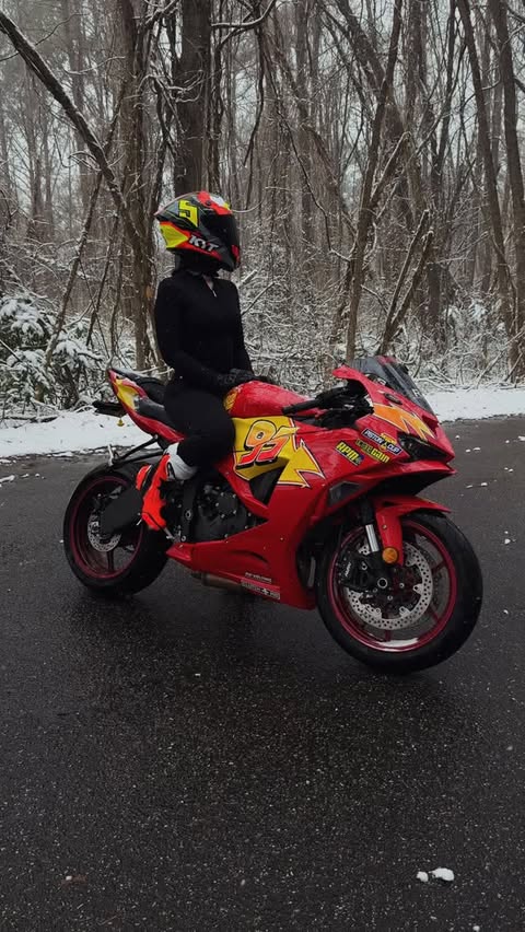 Instagram post by @rikkarides for Monster Fairings. Caption reads: [...] a winter wonderland •....