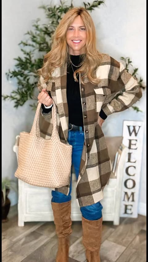 Instagram post by @susieqfashion for PrettyGarden. Caption reads: Fall Shackets are a must have for fall and winter.....