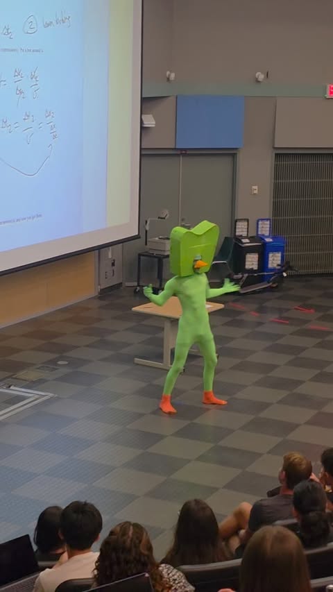 Instagram post by @juicy.jacobb for Duolingo. Caption reads: Duolingo prank at UCI @duolingo @brawlstars [...].
