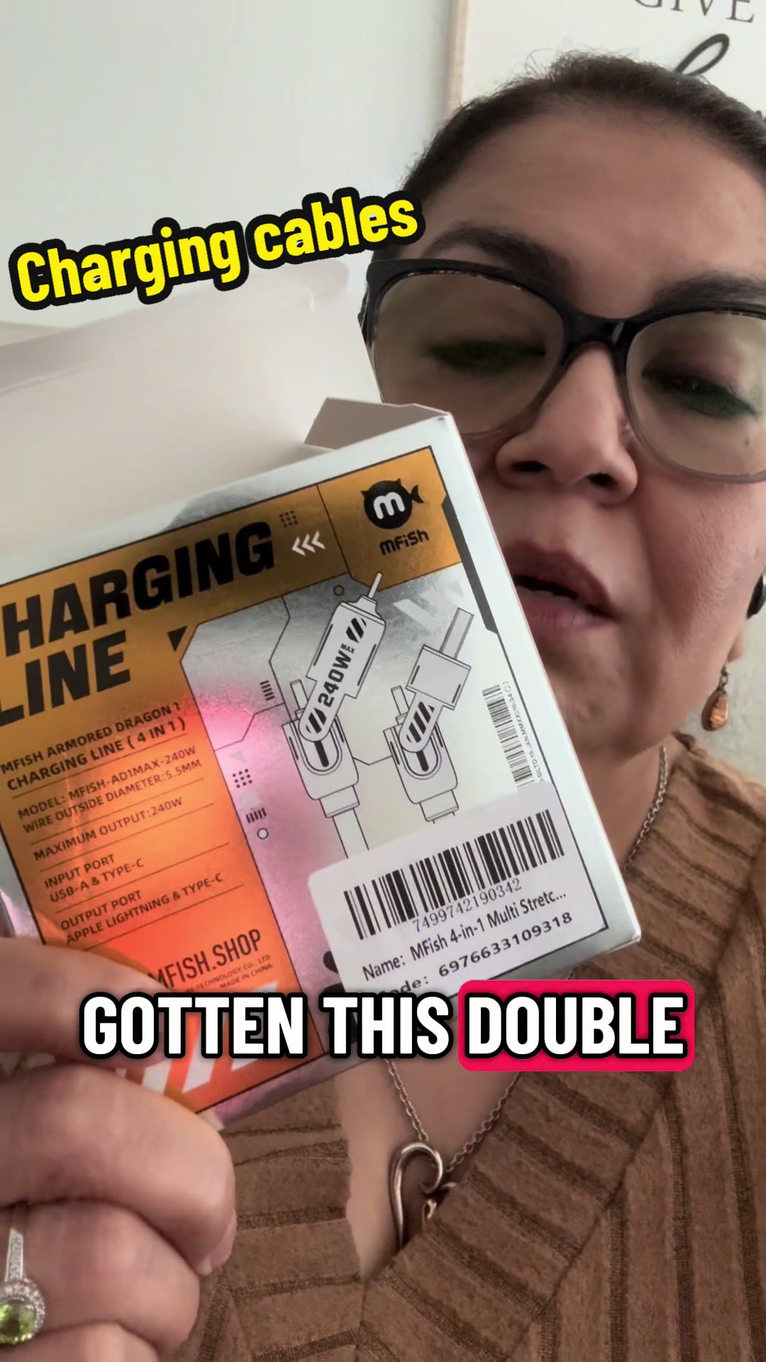 TikTok post by @raverdm for MFish Tech. Caption reads: @MFishTech love these charging cables, have them....