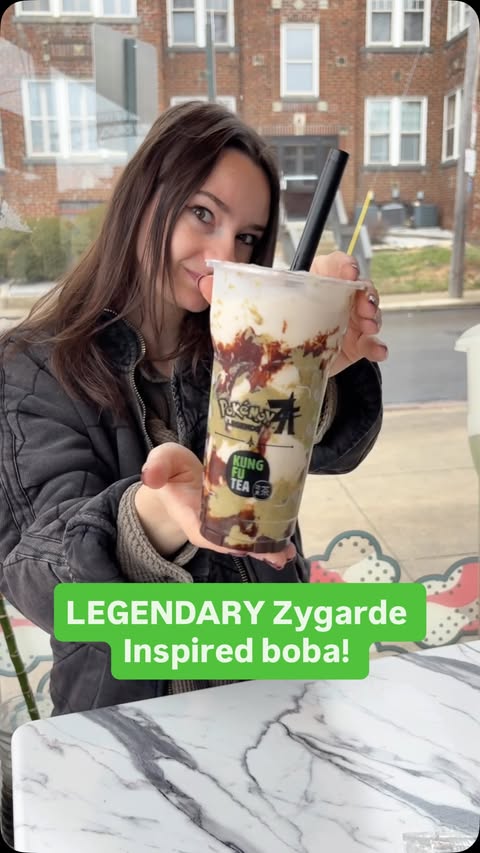 Instagram post by @emchompite for Kung Fu Tea. Caption reads: Secret drink unlocked… 👀 #ad Kung Fu Tea just....