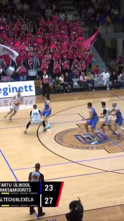 Instagram post by @basketee for Optibet LatEst League. Caption reads: @dpainter42 with a MONSTER block❌😤 #Optibet |....