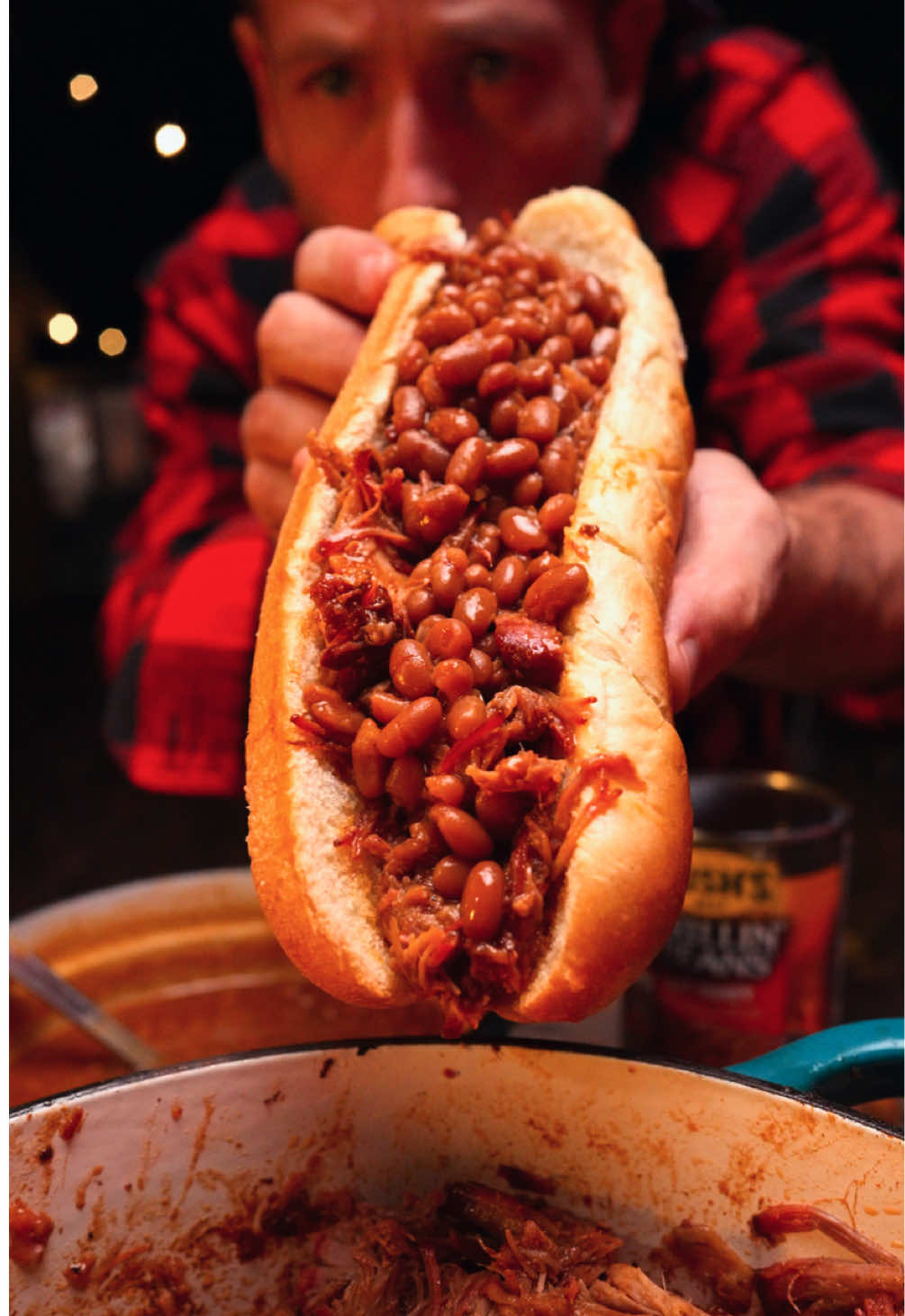 TikTok post by @theredwhiteandbbq for Mike's Hot Honey. Caption reads: #BushsBeansPartner Fast and delicious smoked....