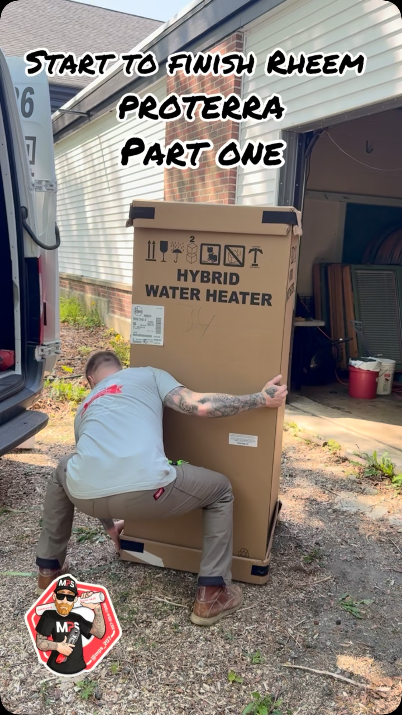 Instagram post by @mps_207 for Milwaukee Tool. Caption reads: Rheem ProTerra Hybrid heat pump water heater....