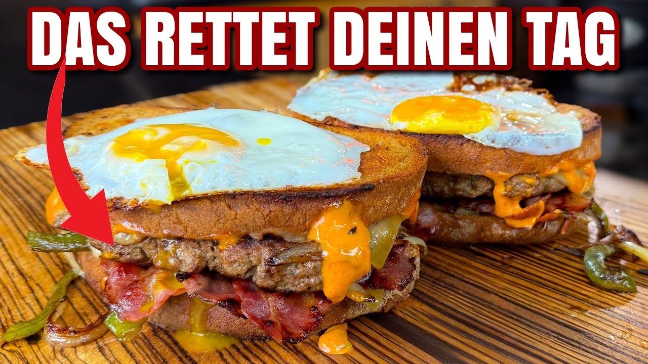 YouTube post by @WestmuensterlandBBQ for COSORI. Caption reads: Breakfast sandwich - the perfect way to start your....