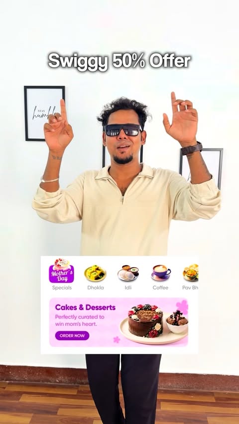Instagram post by @vjhari_vlogz for Swiggy. Caption reads: Chennai, this Mother’s Day, let Swiggy help you....
