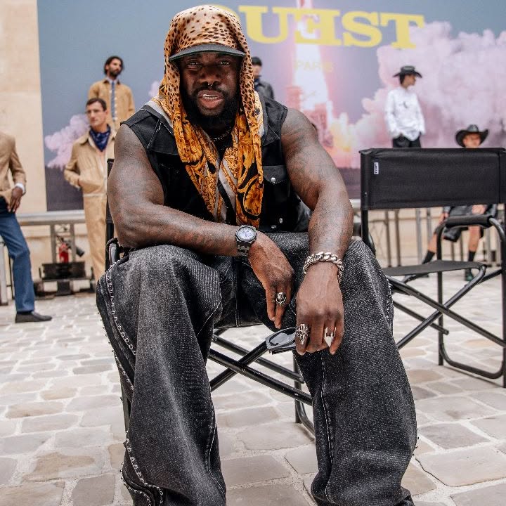 Instagram post by @isaiah_denzel for Squarespace. Caption reads: Clap de Fin de la Fashion week masculine à Paris....
