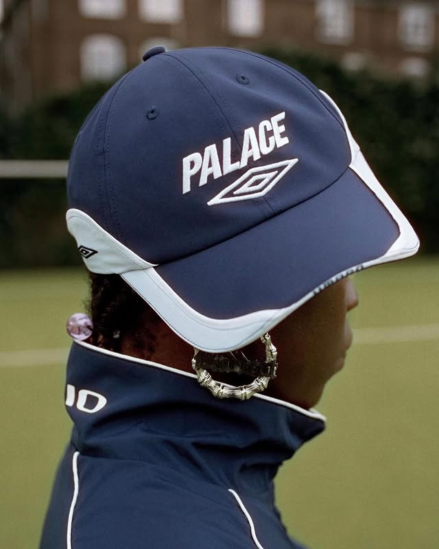 Instagram post by @dametalmessiah for Palace Skateboards. Caption reads: [...] culture infused collection ⚽️....