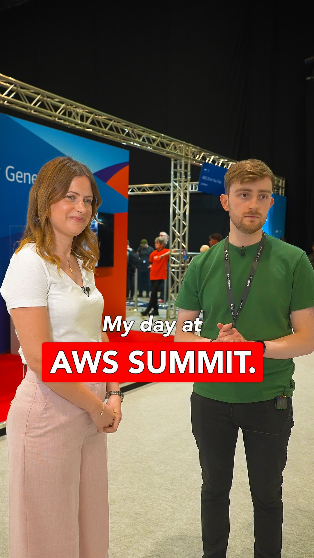Instagram post by @tom.developer for Amazon Web Services. Caption reads: Last week I attended the AWS Summit in London!....