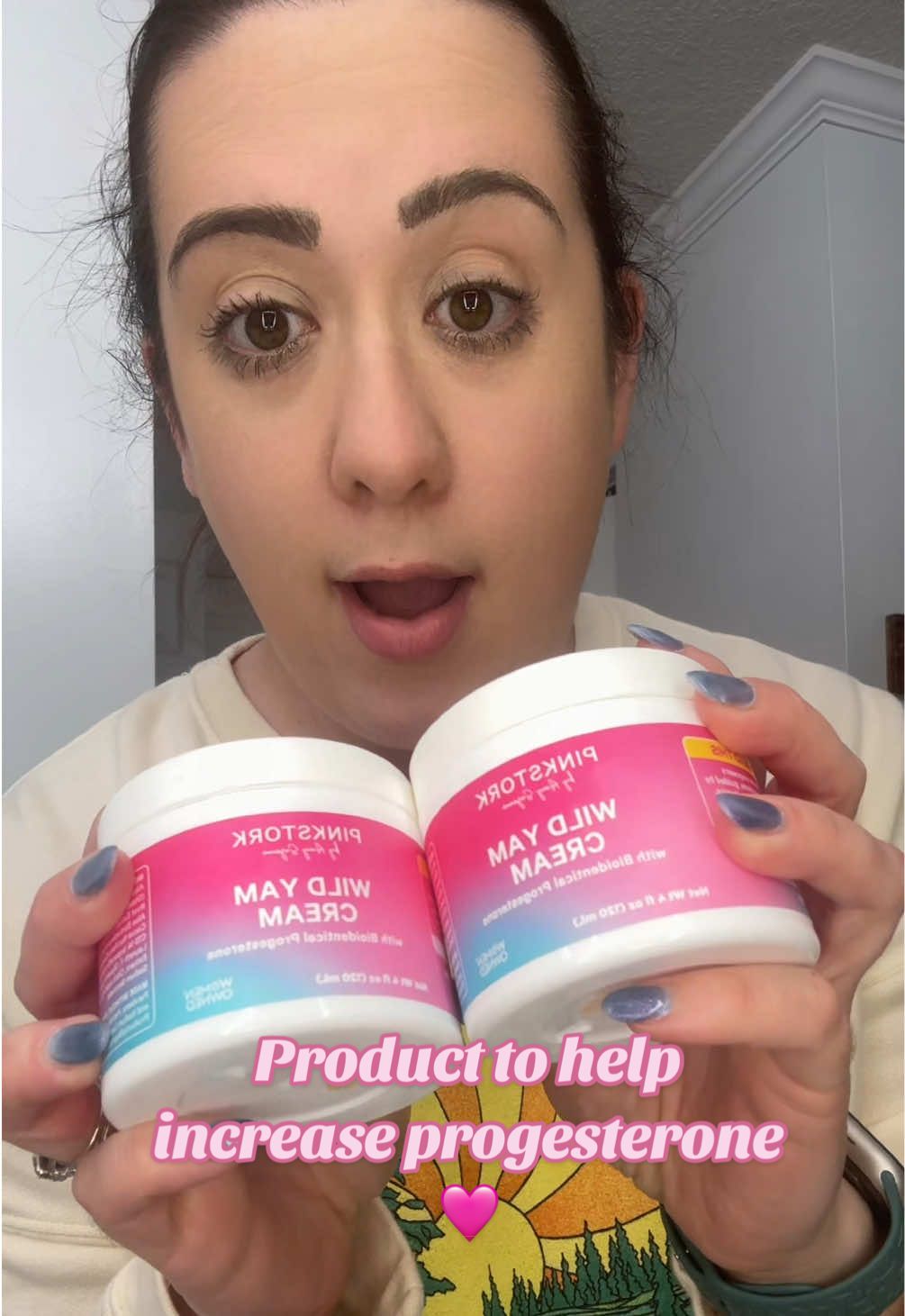 TikTok post by @katlinmorgan for Pink Stork. Caption reads: [...] 🤍 This wild yam cream from @Pink Stork Shop....