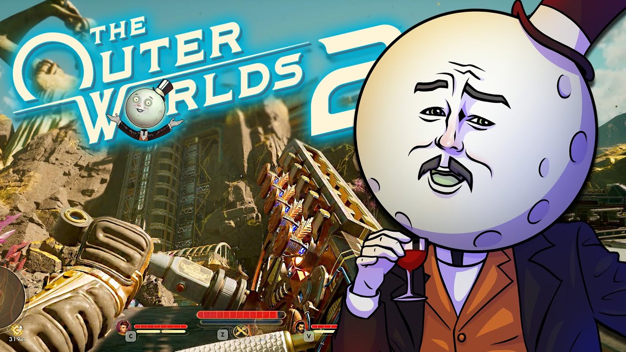 YouTube post by @Gggmanlives for NVIDIA. Caption reads: The Outer Worlds 2 Is Exactly What We Expected.