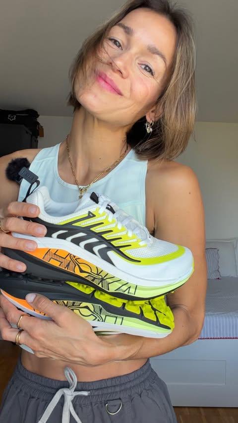 Instagram post by @agichristine for HOKA. Caption reads: The Stinson 8 from @hoka_eu 🫶🏼 Cushioning,....