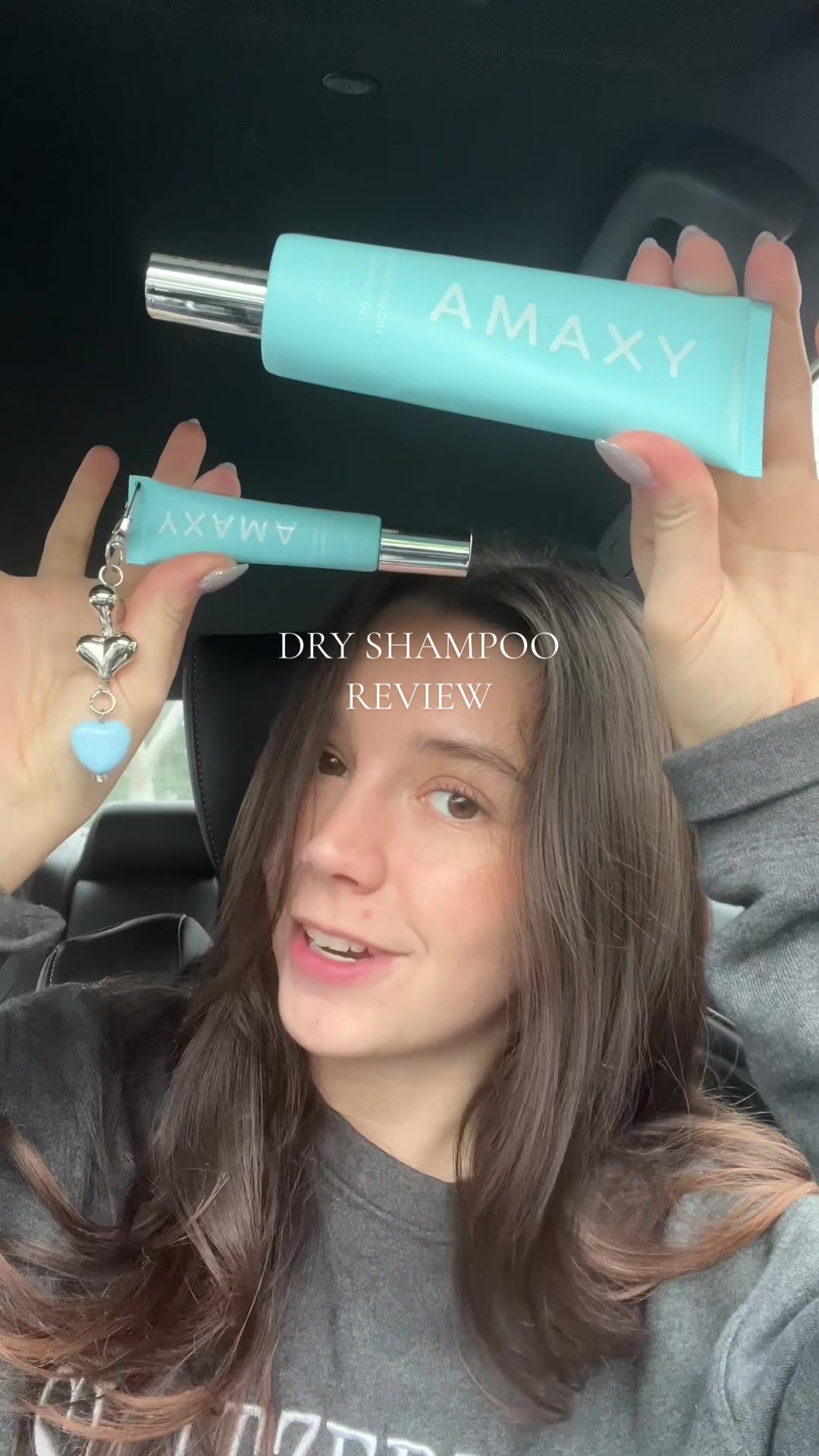 TikTok post by @beccasteinn_ for AMAXY Beauty. Caption reads: 💙🩵 @AMAXY Haircares #amaxy #amaxybeauty....