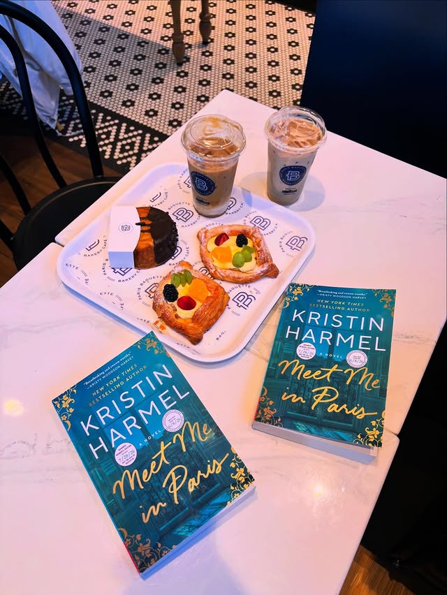 Instagram post by @ambersmagicallibrary for Gallery Books Group. Caption reads: Went to Paris Baguette with @alybooksbooksbooks....