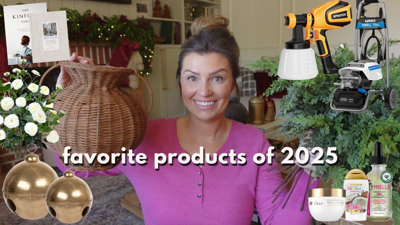 YouTube post by @KelseyRomitoDIY for Hobby Lobby. Caption reads: My *Favorite* Products of 2025 | DIY, Home Decor,....