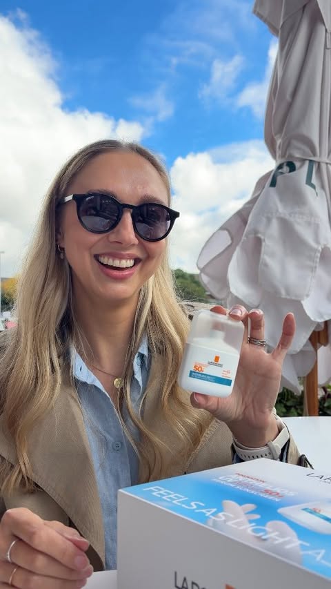 Instagram post by @dr_barbara_derm for La Roche-Posay. Caption reads: [...] = Anthelios UVAir™ SPF50 Serum by....