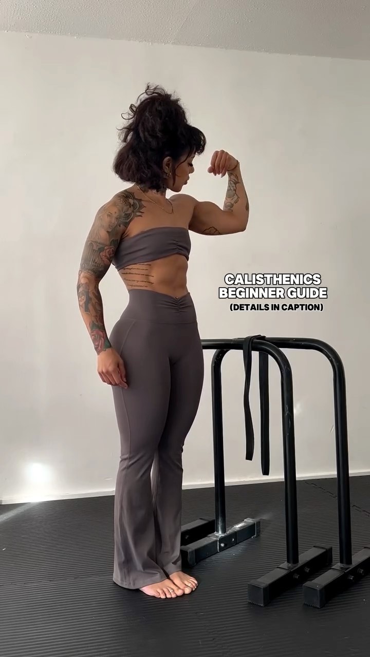 Instagram post by @ejayink for VQ FIT. Caption reads: BEGINNERS GUIDE 👊🏽
Band/bodyweight work - Push,....