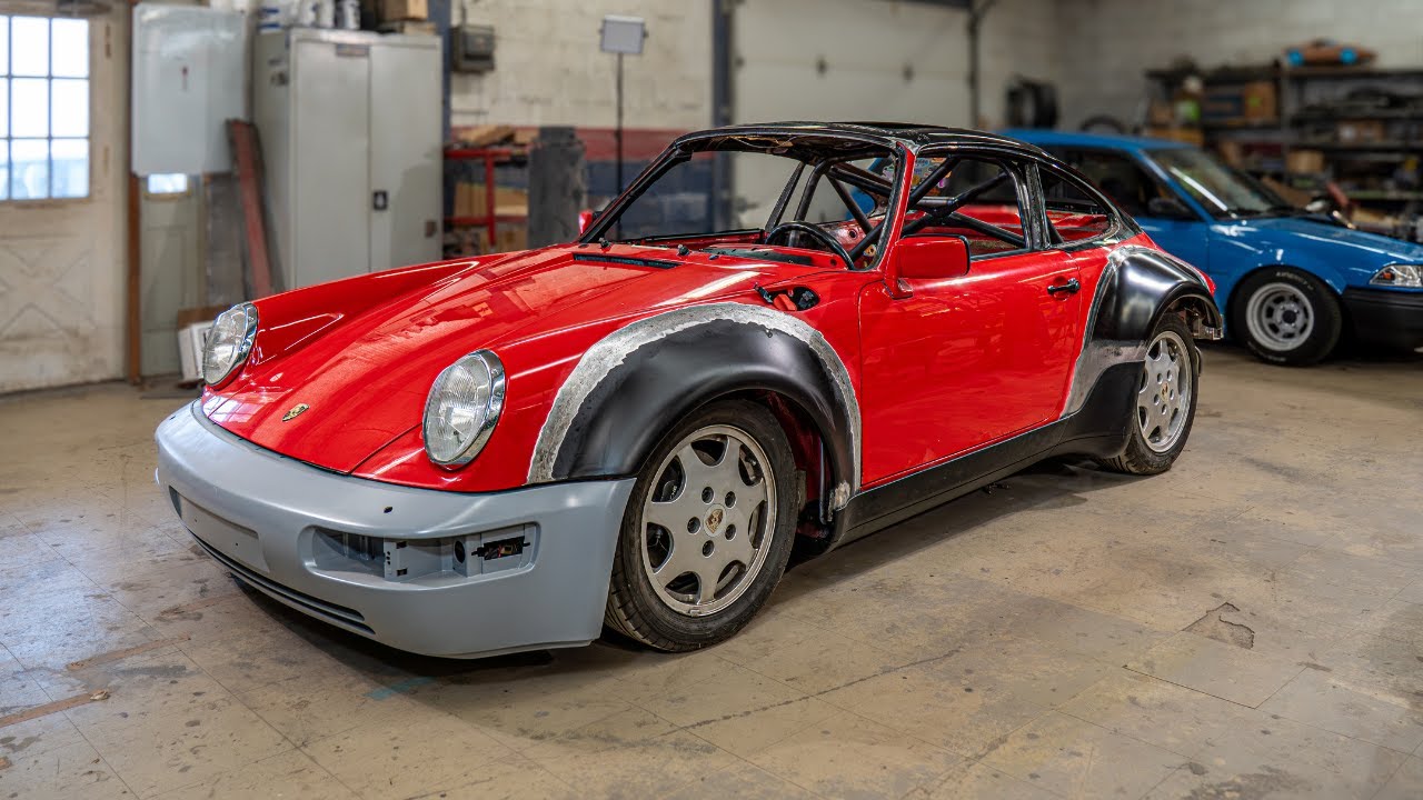 YouTube post by @CrucibleCoachworks for ASUS. Caption reads: Cutting Up a Perfect 911! (To Make it Better).