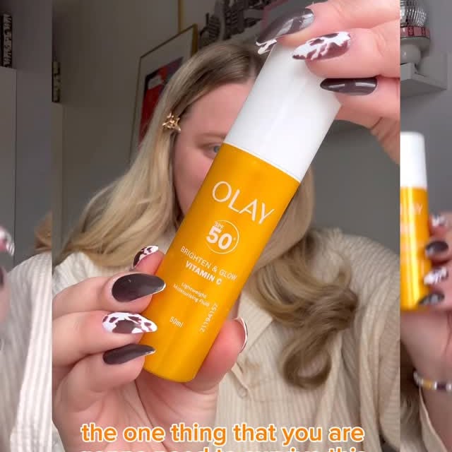Instagram post by @gh0stblondie for OLAY. Caption reads: ad Want that festival season glow! But make it SPF....