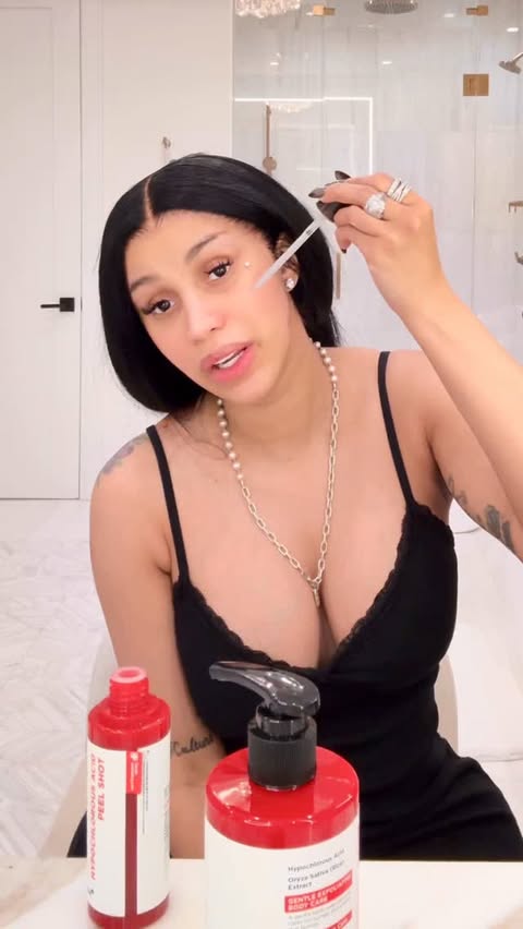 Instagram post by @iamcardib for Medicube. Caption reads: For head-to-toe smooth skin, get medicube Peel....