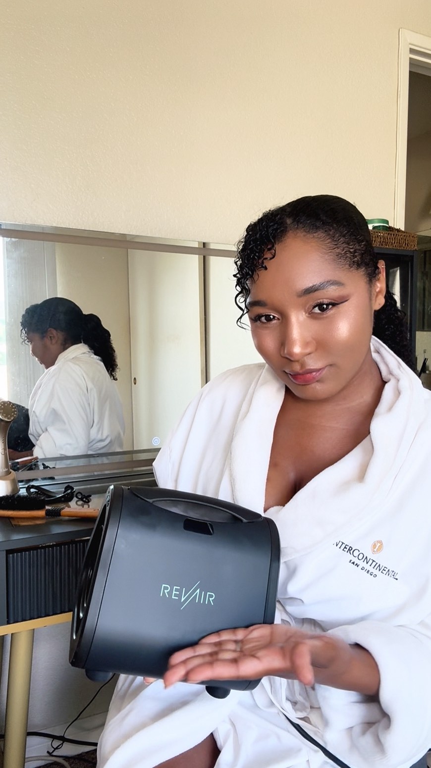 Instagram post by @havilahvashti for RevAir. Caption reads: Just me, my RevAir, and a little morning magic.....