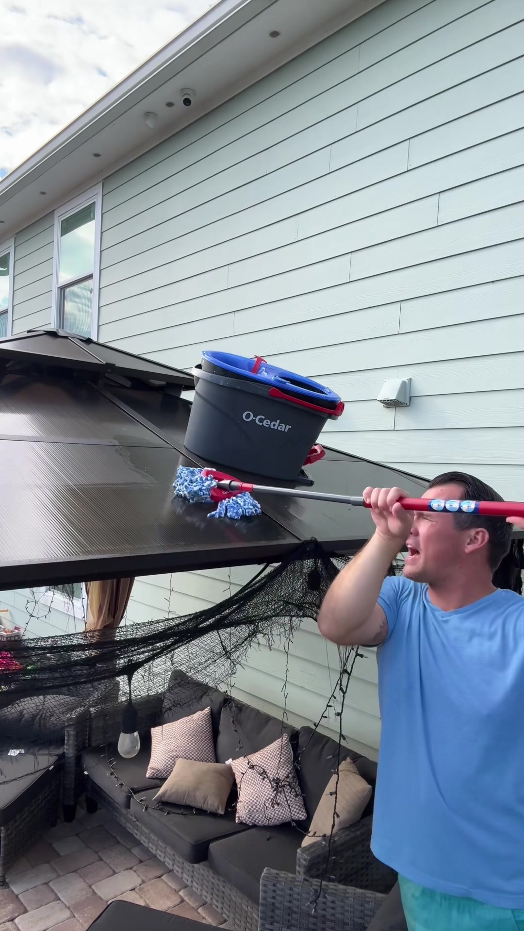 TikTok post by @joey.foo for O-Cedar. Caption reads: [...] mopping, so I took a short trip to @O-Cedar....