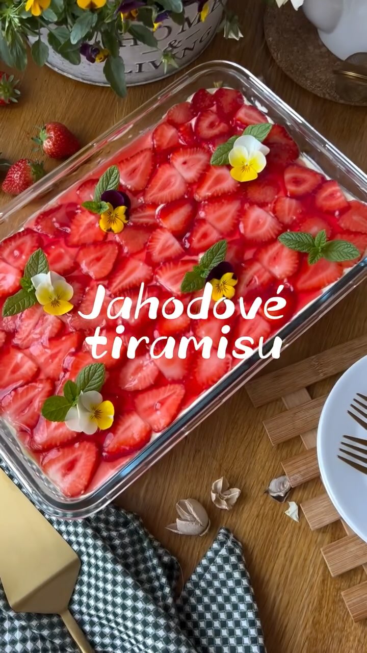 Instagram post by @misalandova for Dr. Oetker Česko. Caption reads: JAHODOVÉ TIRAMISU 🍓 letní obměna ikonického....